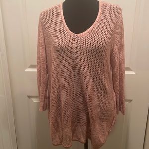 XL - NY & Company Cable Knit Pink and Cream Sweater